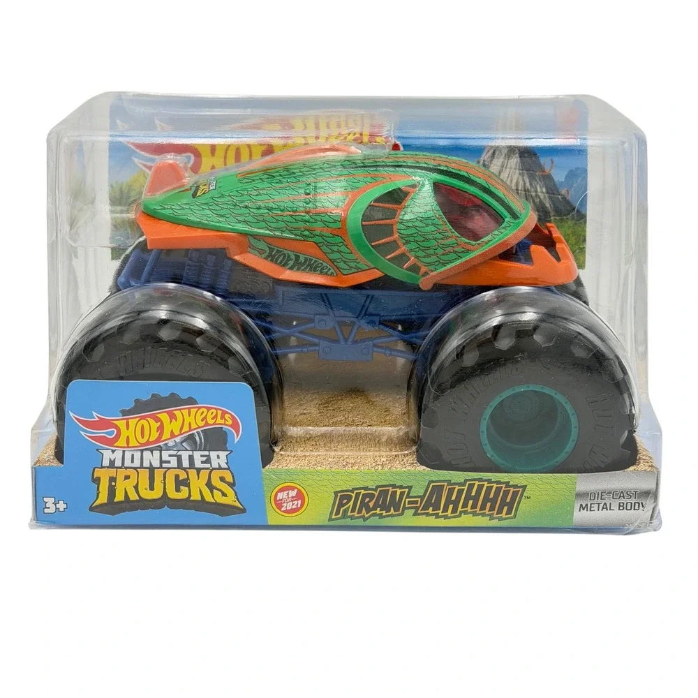 Hot Wheels Monster Trucks Piran-AHHHH 1:24 Scale Die-Cast Metal Toy Piranah‎ New